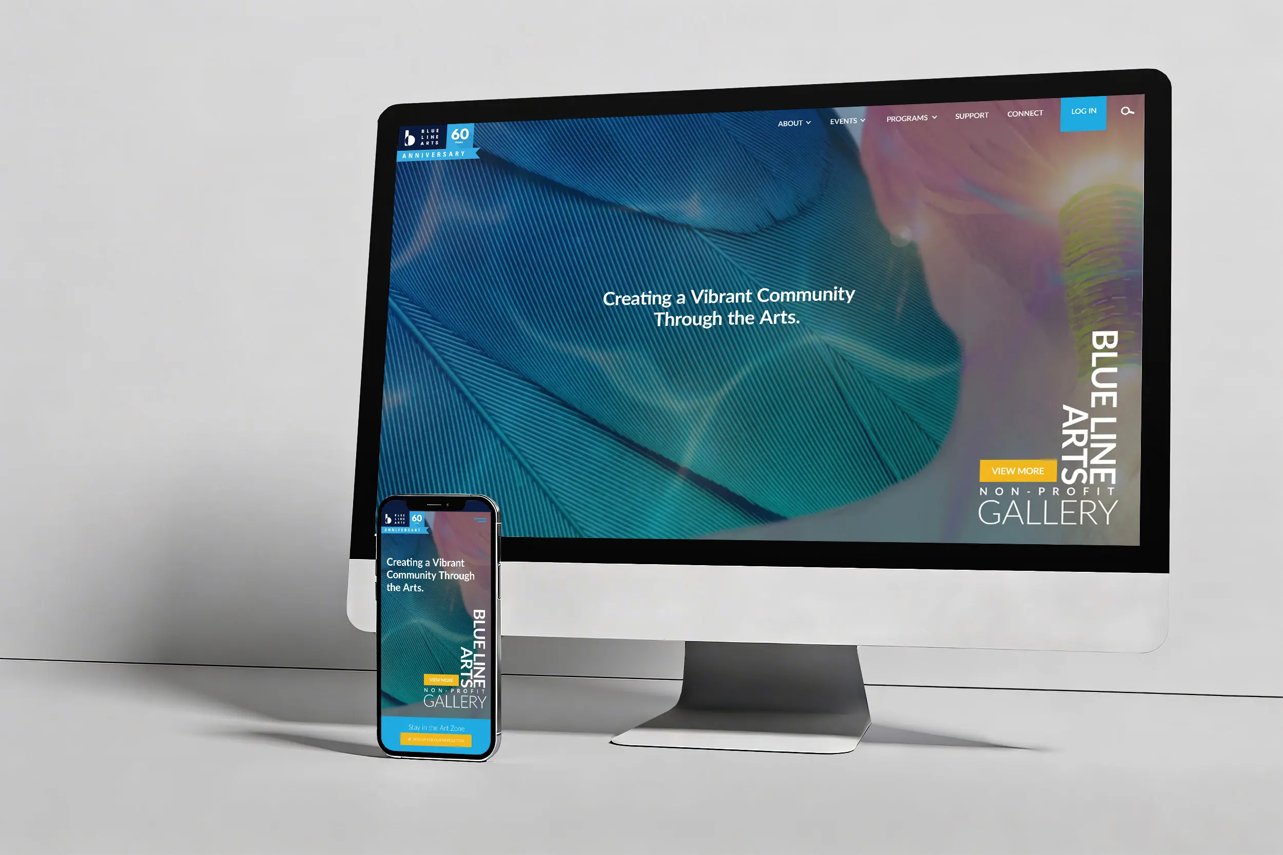 Blue Line Arts displayed on desktop and mobile devices