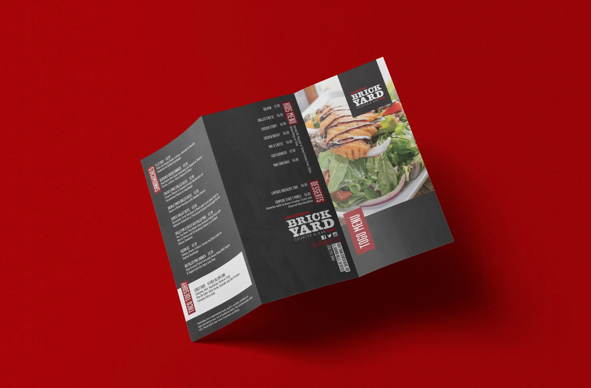 Brickyard togo menu design 3 fold