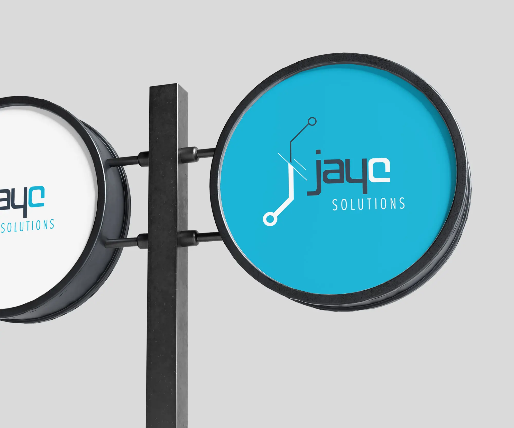 Jayc Solutions logo exterior signage design