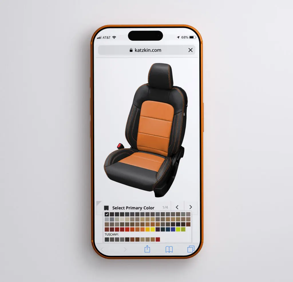 Katzkin leather seat customizer web app design
