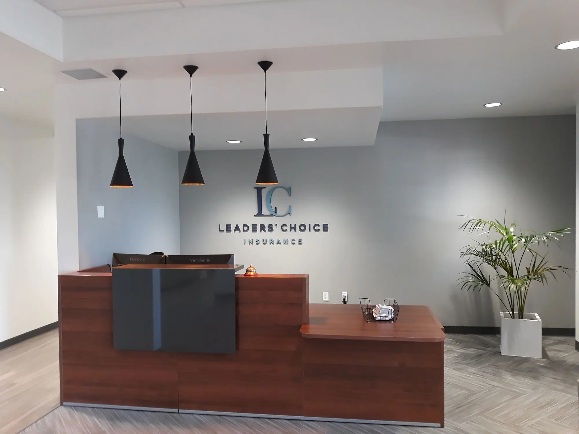 Leaders Choice interior office entry 3 dimensional logo on wall