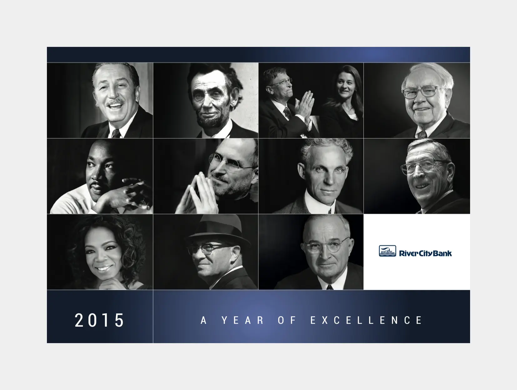 River City Bank calendar with famous people and their quotes