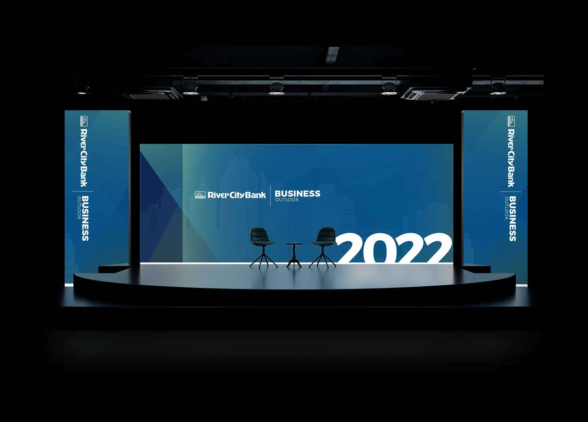 River City Bank conference backdrop signage designs