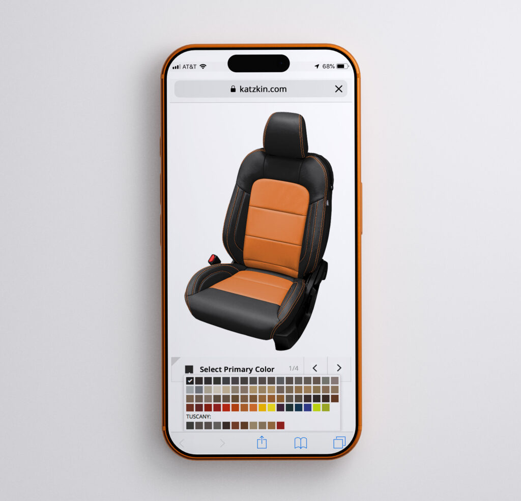 Katzkin leather seat customizer web app design