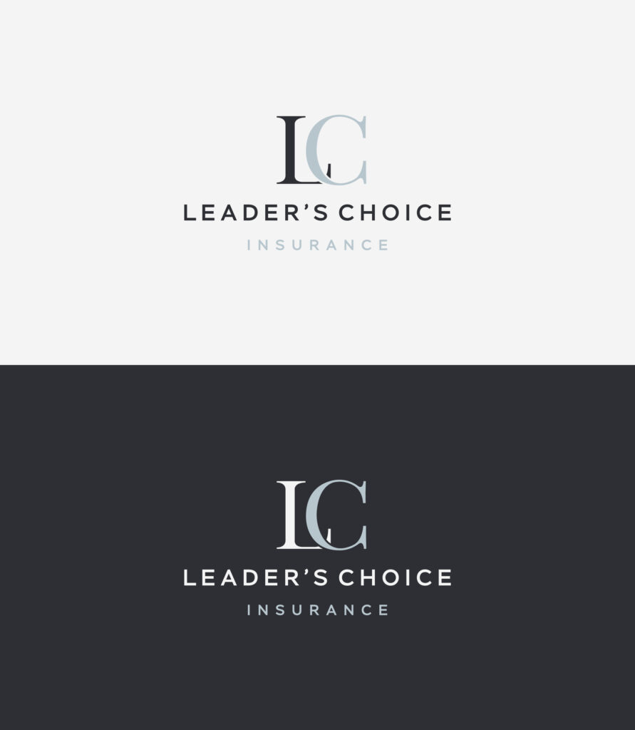 Leaders Choice logo shown on light and dark bacgkrounds
