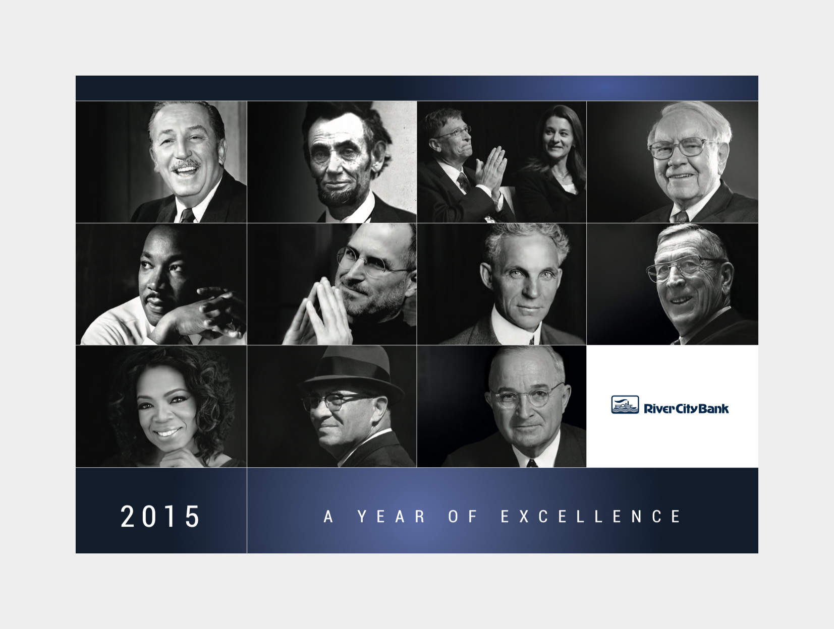 River City Bank calendar with famous people and their quotes